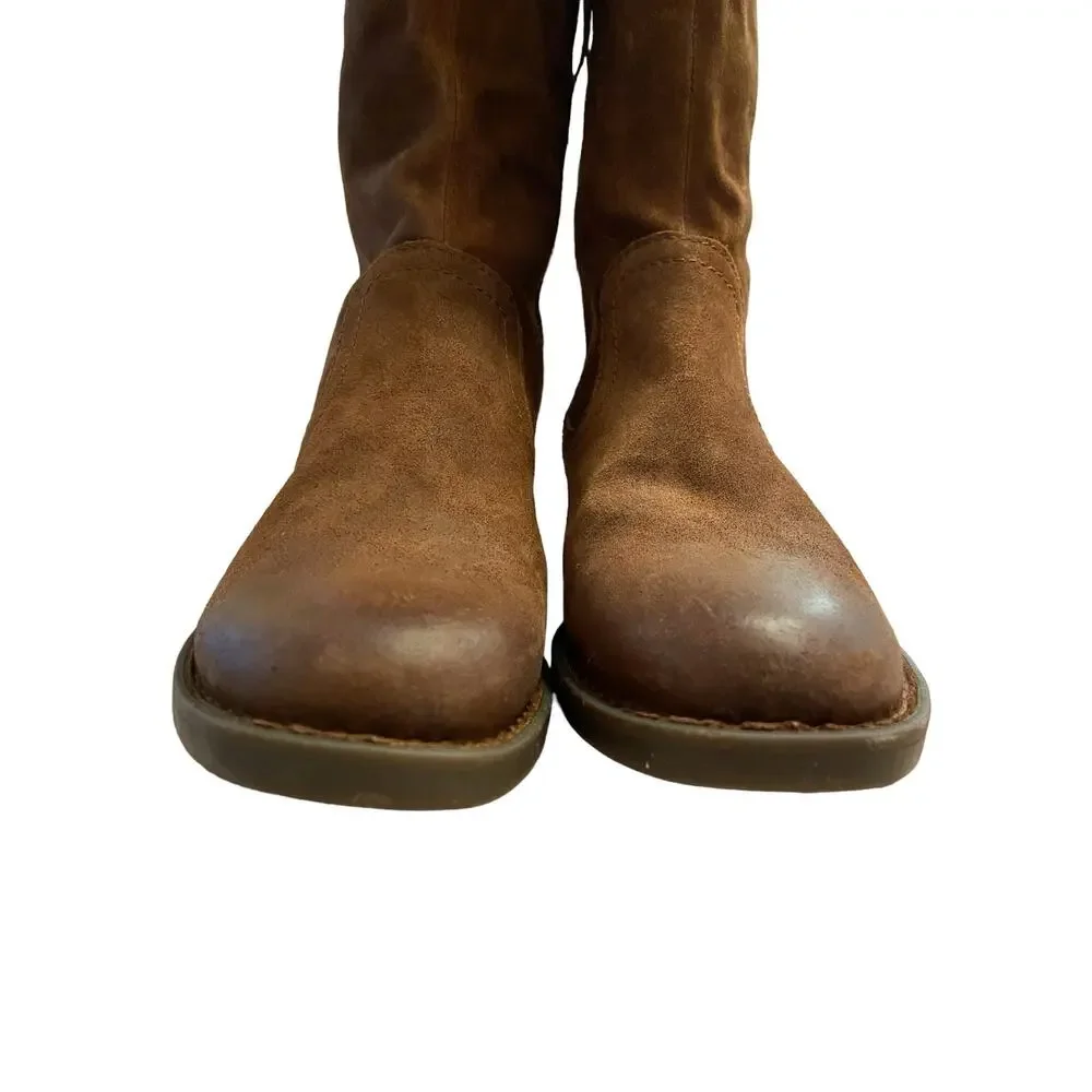 Born Britton Over the Knee Leather Suede Boots Rust Distressed Size 8M